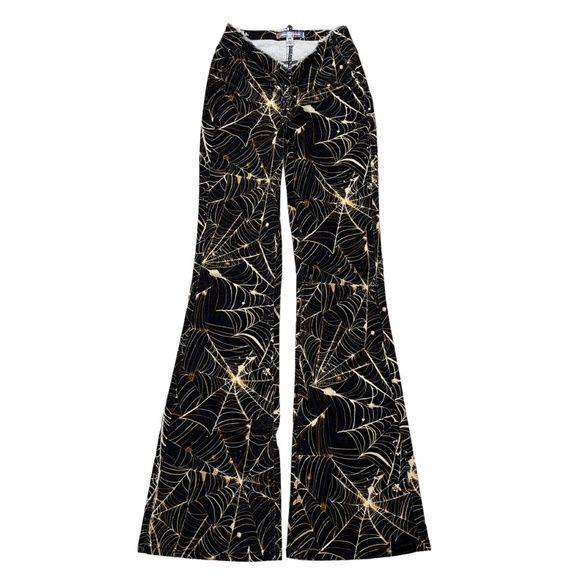 Urban Outfitters Spider Web Print Ruched V-Front Pant 26 - Picture 1 of 15